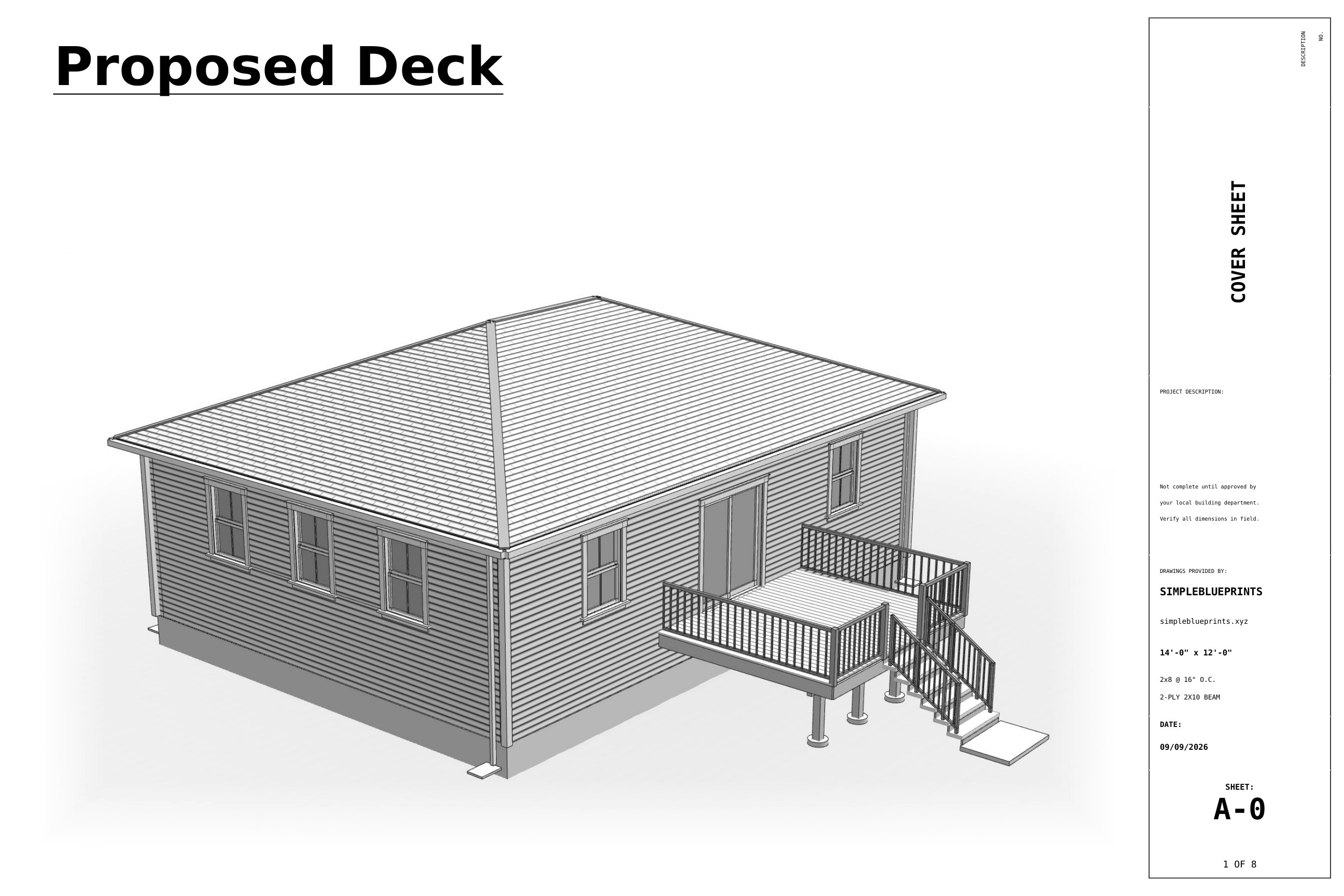 Sheet A-0, Cover sheet, from the 12x14 Deck Plans permit set