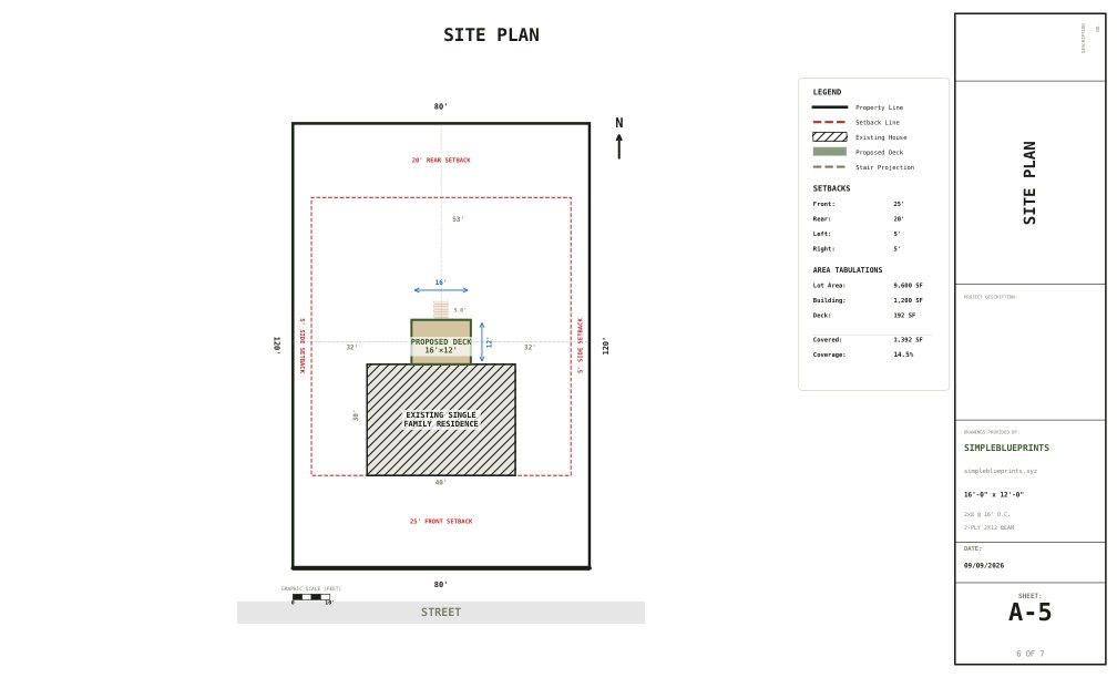 A site plan sheet from the 12x16 sample set