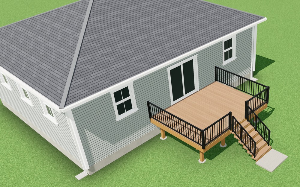 3D view of the 12x16 Freestanding Deck Plans design