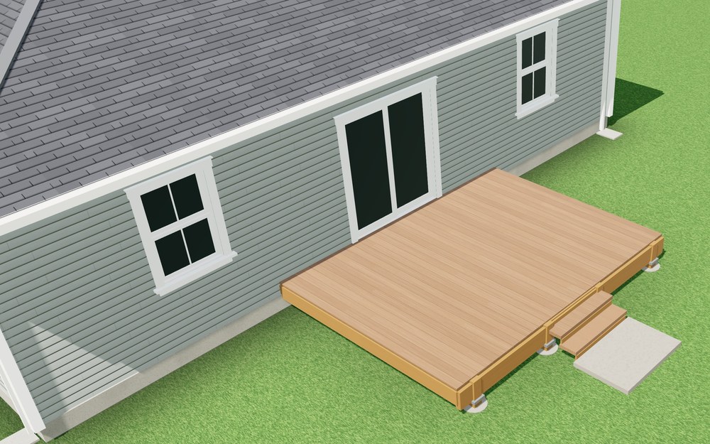 3D view of the 12x16 Ground-Level Deck Plans design