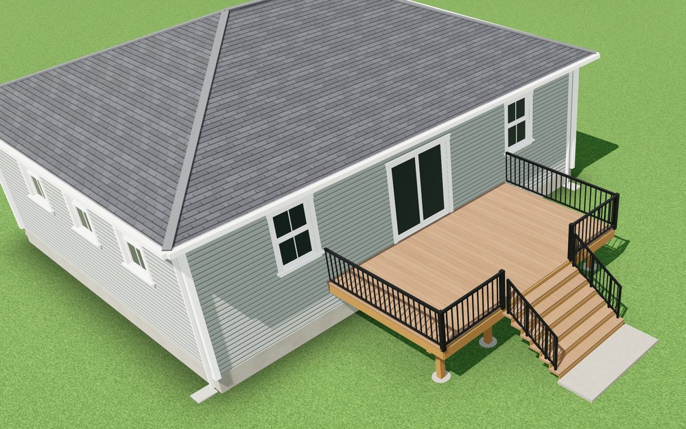 3D view of the 12x20 Deck Plans With Wide Stairs design