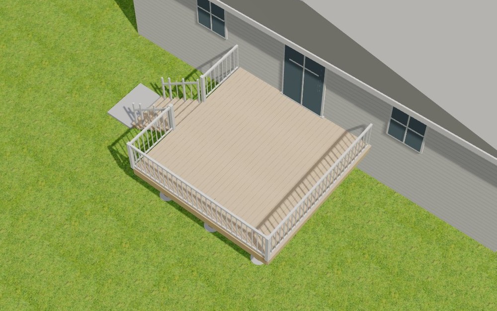3D view of the 14x14 Deck Plans With Side Stairs design