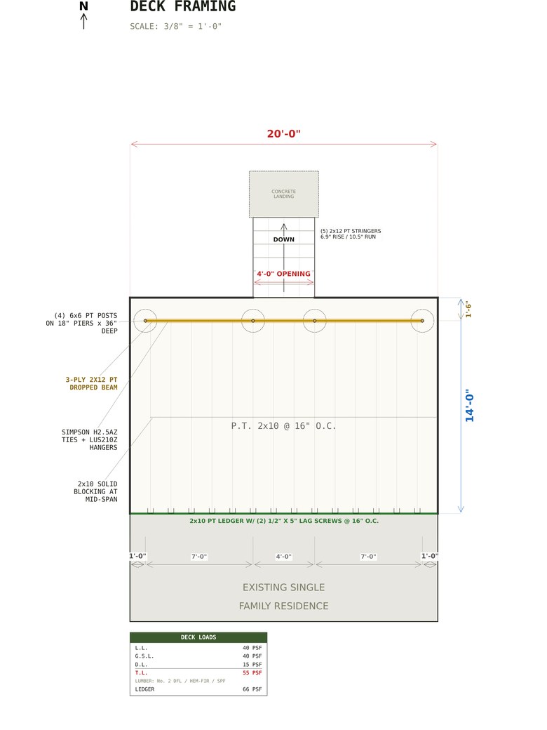 Deck framing plan for the 14x20 Deck Plans set