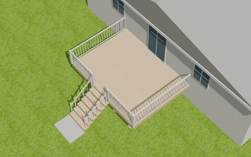 3D view of the 16x12 Deck Plans With Front Stairs design