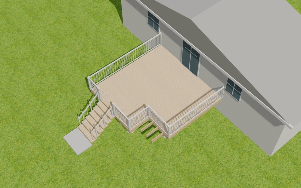3D view of the 16x16 Deck Plans With A Recessed Bay design