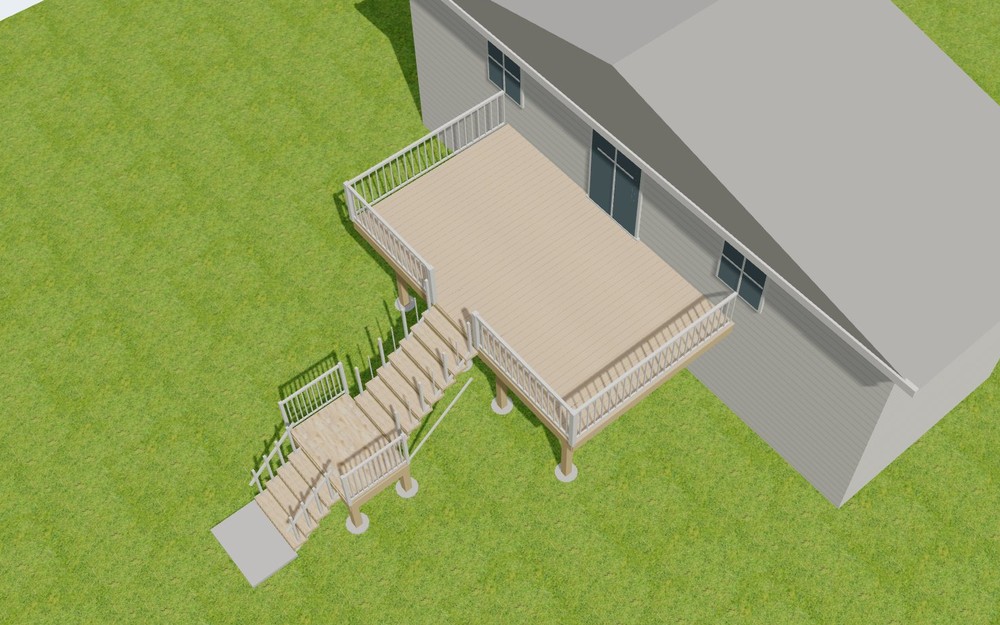 3D view of the 20x12 Walkout Deck Plans design