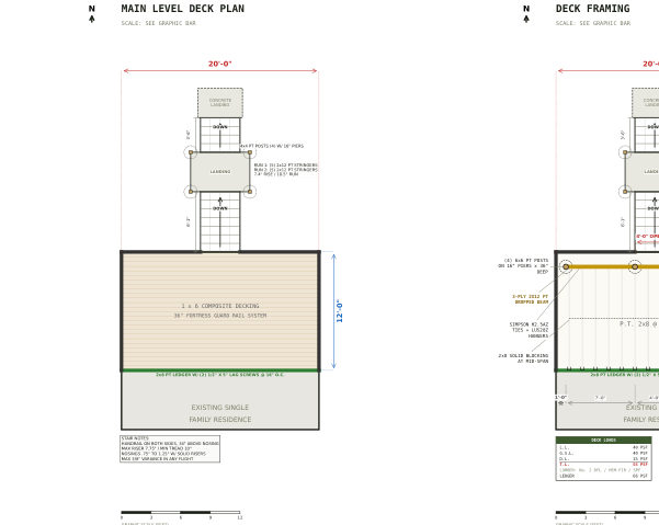 Planning set cover, 20x12 Walkout Deck Plans