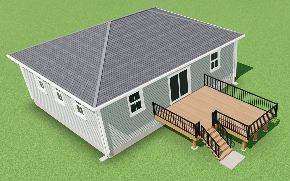 3D view of the L-Shaped Deck Plans design